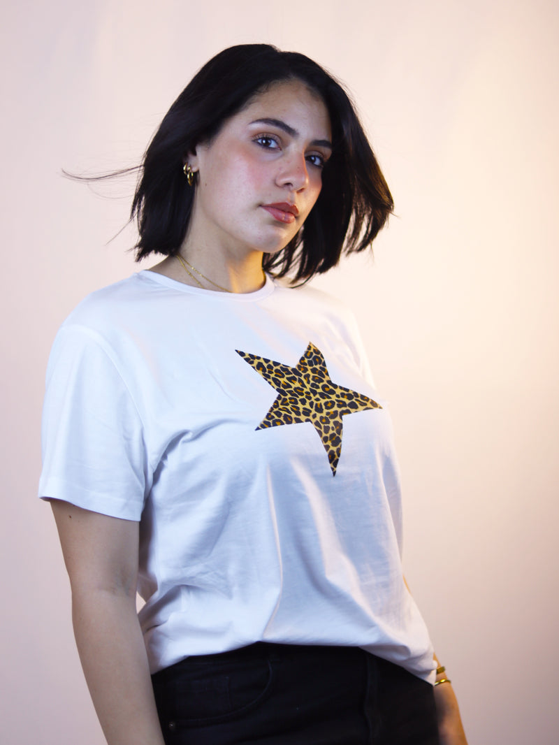 Brown Star White T-Shirt